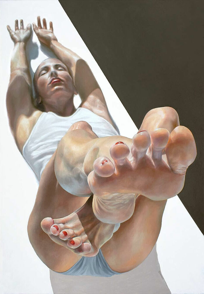 28 Paintings By Michel Devanakis Where Extreme Perspective Completely Transforms The Human Form