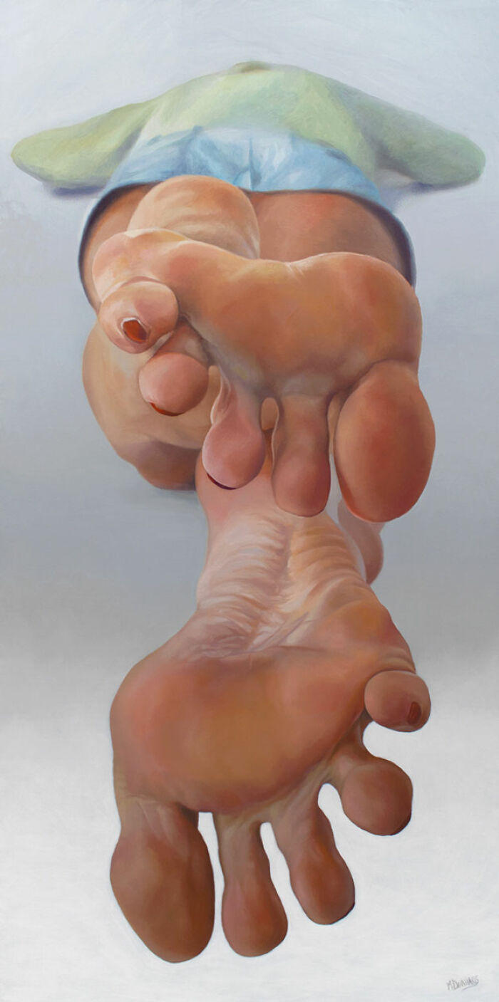 28 Paintings By Michel Devanakis Where Extreme Perspective Completely Transforms The Human Form