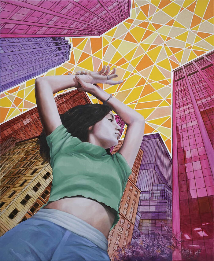 28 Paintings By Michel Devanakis Where Extreme Perspective Completely Transforms The Human Form