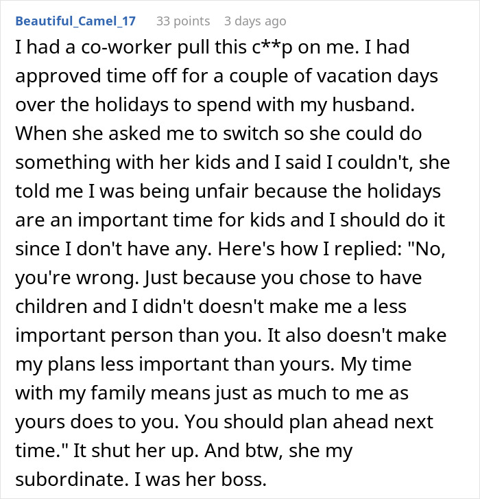 People Are Infuriated By This Boss Who Isn’t Even Aware He’s Discriminating Against A Childless Employee People Are Infuriated By This Boss Who Isn’t Even Aware He’s Discriminating Against A Childless Employee