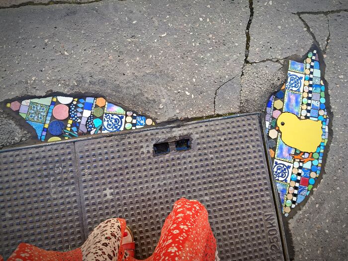 35 Damaged Sidewalks Transformed Into Captivating Art By Dijon-Based Artist 35 Damaged Sidewalks Transformed Into Captivating Art By Dijon-Based Artist