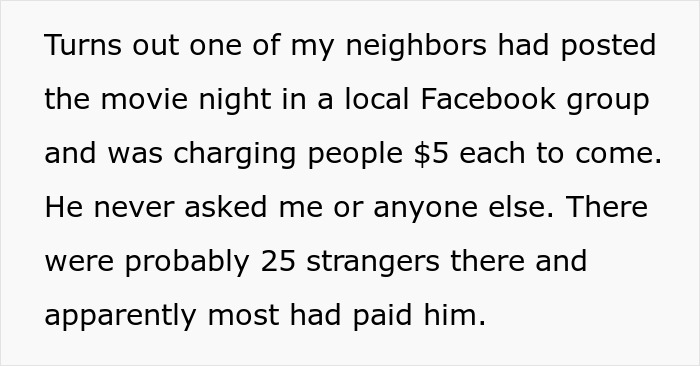 Greedy Neighbor Ruins Movie Night For The Entire Building After Trying To Make A Quick Buck From It Greedy Neighbor Ruins Movie Night For The Entire Building After Trying To Make A Quick Buck From It