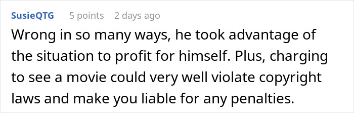Greedy Neighbor Ruins Movie Night For The Entire Building After Trying To Make A Quick Buck From It Greedy Neighbor Ruins Movie Night For The Entire Building After Trying To Make A Quick Buck From It