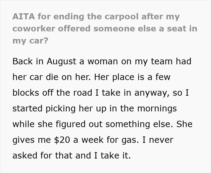 Driver Finally Ends Months Of Rides After Coworker Pushes One Favor Too Far Driver Finally Ends Months Of Rides After Coworker Pushes One Favor Too Far