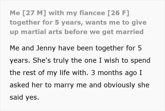 Woman Spends 5 Years Supporting Fiancé’s Martial Arts, Suddenly Demands He Quit And Trashes His Gear Woman Spends 5 Years Supporting Fiancé’s Martial Arts, Suddenly Demands He Quit And Trashes His Gear