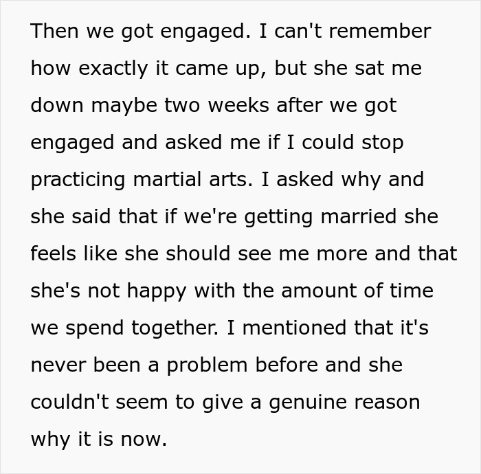 Woman Spends 5 Years Supporting Fiancé’s Martial Arts, Suddenly Demands He Quit And Trashes His Gear Woman Spends 5 Years Supporting Fiancé’s Martial Arts, Suddenly Demands He Quit And Trashes His Gear