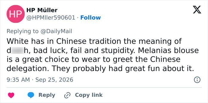 Melania Trump Hit With Damning Backlash Over Outfit Choice During Xi Jinping White House State Dinner: “Ridiculous” Melania Trump Hit With Damning Backlash Over Outfit Choice During Xi Jinping White House State Dinner: “Ridiculous”