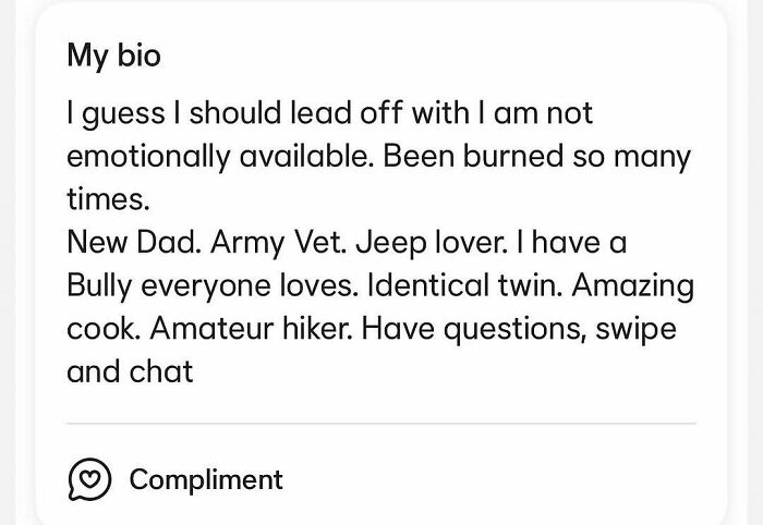 80 Wild And Weird Tinder Bios That Show Exactly What The Person Is Like 80 Wild And Weird Tinder Bios That Show Exactly What The Person Is Like