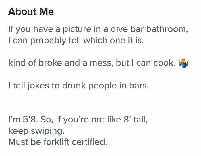 80 Wild And Weird Tinder Bios That Show Exactly What The Person Is Like 80 Wild And Weird Tinder Bios That Show Exactly What The Person Is Like