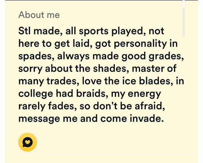 80 Wild And Weird Tinder Bios That Show Exactly What The Person Is Like 80 Wild And Weird Tinder Bios That Show Exactly What The Person Is Like