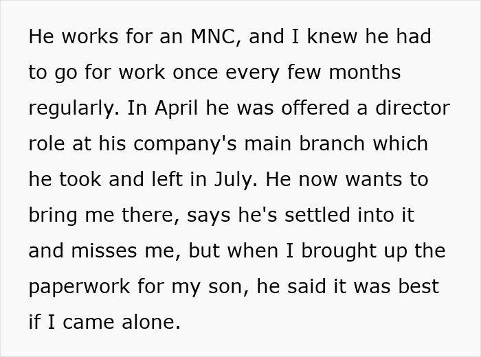 Man Takes A Promotion And Has To Move Countries, Forgets About His Agreement With His Wife Man Takes A Promotion And Has To Move Countries, Forgets About His Agreement With His Wife
