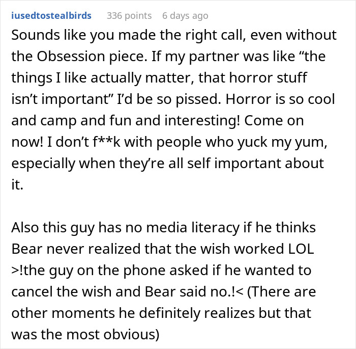 Guy Watches Obsession, Completely Misses The Point And Tries To Convince His Feminist Girlfriend Otherwise