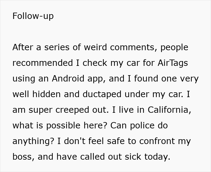 Nanny Finds AirTag In Her Car, Shocked As She Realizes It Belongs To Her New Boss Nanny Finds AirTag In Her Car, Shocked As She Realizes It Belongs To Her New Boss