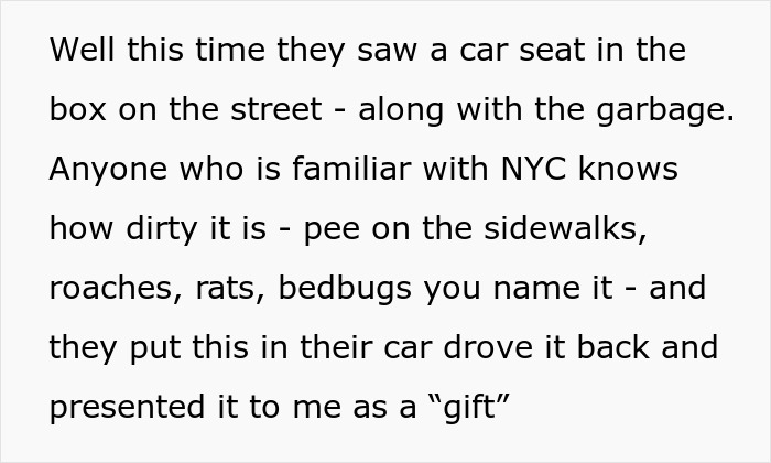 Mom Learns In-Laws Dug Her Baby’s Car Seat Out Of NYC Garbage, Decides Their Judgment Belongs There Too Mom Learns In-Laws Dug Her Baby’s Car Seat Out Of NYC Garbage, Decides Their Judgment Belongs There Too