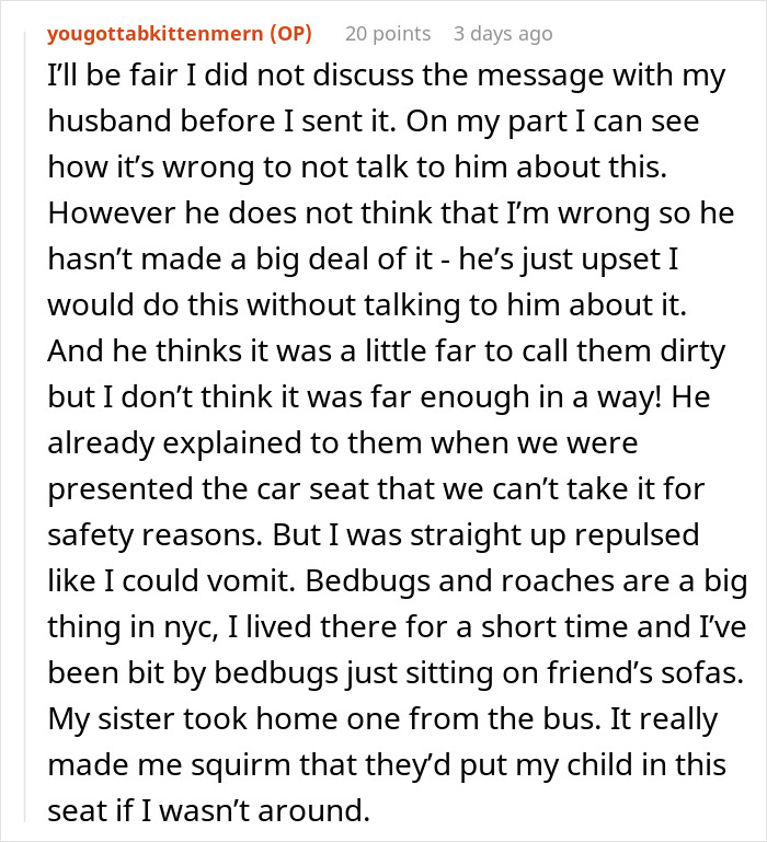 Mom Learns In-Laws Dug Her Baby’s Car Seat Out Of NYC Garbage, Decides Their Judgment Belongs There Too Mom Learns In-Laws Dug Her Baby’s Car Seat Out Of NYC Garbage, Decides Their Judgment Belongs There Too