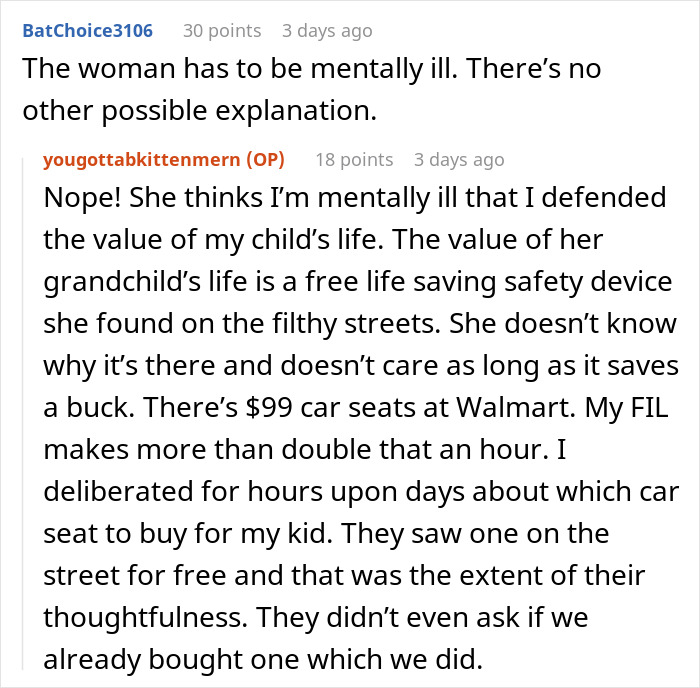 Mom Learns In-Laws Dug Her Baby’s Car Seat Out Of NYC Garbage, Decides Their Judgment Belongs There Too Mom Learns In-Laws Dug Her Baby’s Car Seat Out Of NYC Garbage, Decides Their Judgment Belongs There Too