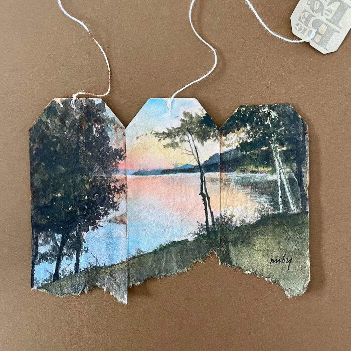 Artist Ruby Silvious Turns Used Tea Bags Into Delicate Miniature Paintings (24 New Pics) Artist Ruby Silvious Turns Used Tea Bags Into Delicate Miniature Paintings (24 New Pics)
