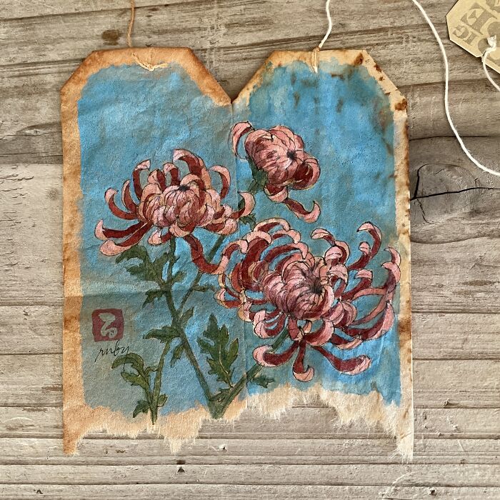 Artist Ruby Silvious Turns Used Tea Bags Into Delicate Miniature Paintings (24 New Pics) Artist Ruby Silvious Turns Used Tea Bags Into Delicate Miniature Paintings (24 New Pics)