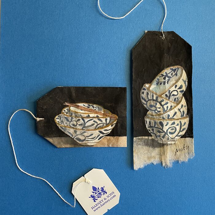 Artist Ruby Silvious Turns Used Tea Bags Into Delicate Miniature Paintings (24 New Pics) Artist Ruby Silvious Turns Used Tea Bags Into Delicate Miniature Paintings (24 New Pics)