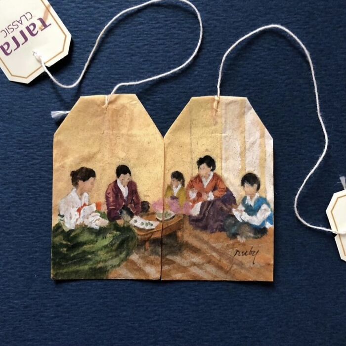 Artist Ruby Silvious Turns Used Tea Bags Into Delicate Miniature Paintings (24 New Pics) Artist Ruby Silvious Turns Used Tea Bags Into Delicate Miniature Paintings (24 New Pics)