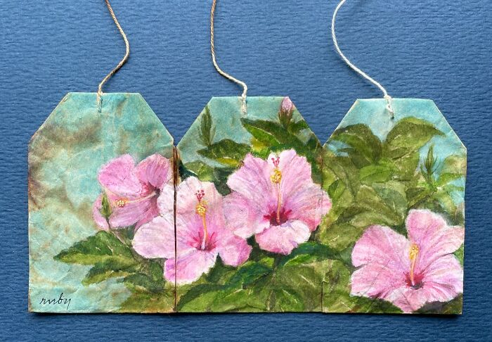 Artist Ruby Silvious Turns Used Tea Bags Into Delicate Miniature Paintings (24 New Pics) Artist Ruby Silvious Turns Used Tea Bags Into Delicate Miniature Paintings (24 New Pics)