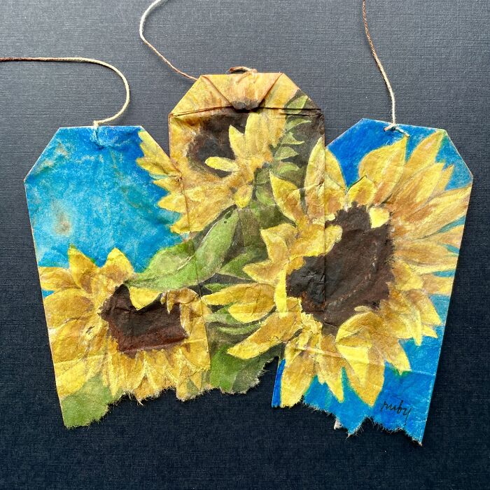 Artist Ruby Silvious Turns Used Tea Bags Into Delicate Miniature Paintings (24 New Pics) Artist Ruby Silvious Turns Used Tea Bags Into Delicate Miniature Paintings (24 New Pics)