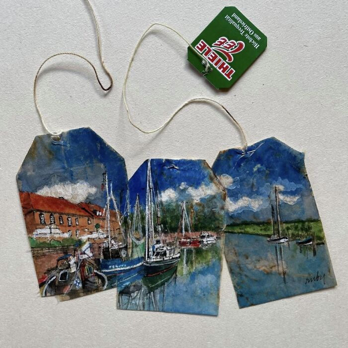Artist Ruby Silvious Turns Used Tea Bags Into Delicate Miniature Paintings (24 New Pics) Artist Ruby Silvious Turns Used Tea Bags Into Delicate Miniature Paintings (24 New Pics)
