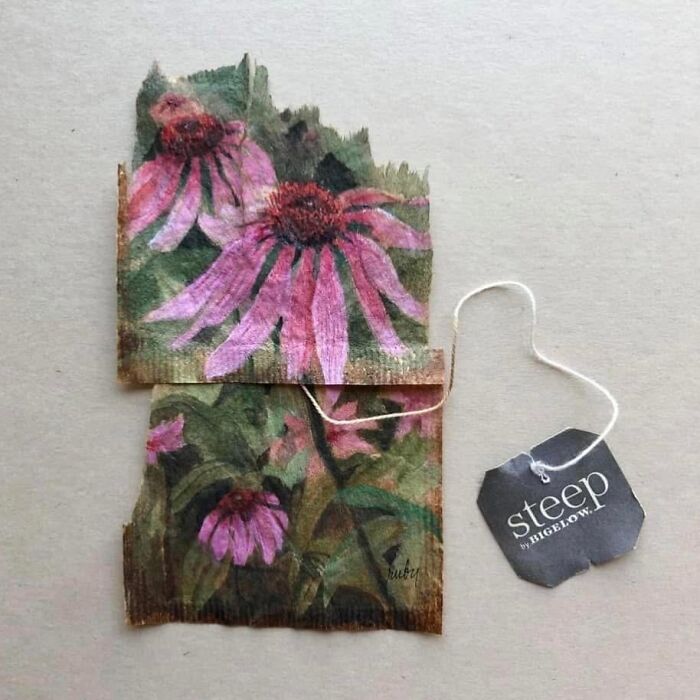 Artist Ruby Silvious Turns Used Tea Bags Into Delicate Miniature Paintings (24 New Pics) Artist Ruby Silvious Turns Used Tea Bags Into Delicate Miniature Paintings (24 New Pics)