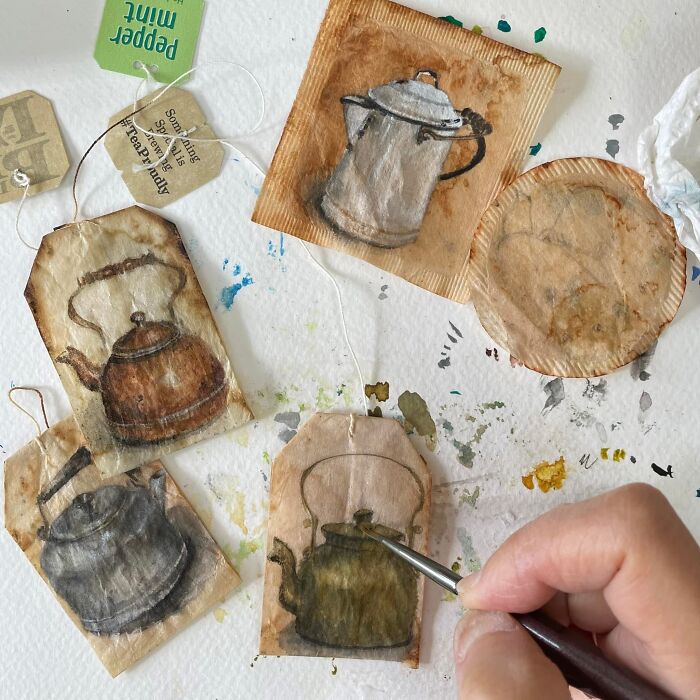 Artist Ruby Silvious Turns Used Tea Bags Into Delicate Miniature Paintings (24 New Pics) Artist Ruby Silvious Turns Used Tea Bags Into Delicate Miniature Paintings (24 New Pics)
