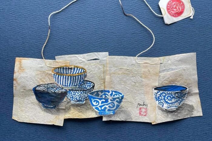 Artist Ruby Silvious Turns Used Tea Bags Into Delicate Miniature Paintings (24 New Pics) Artist Ruby Silvious Turns Used Tea Bags Into Delicate Miniature Paintings (24 New Pics)