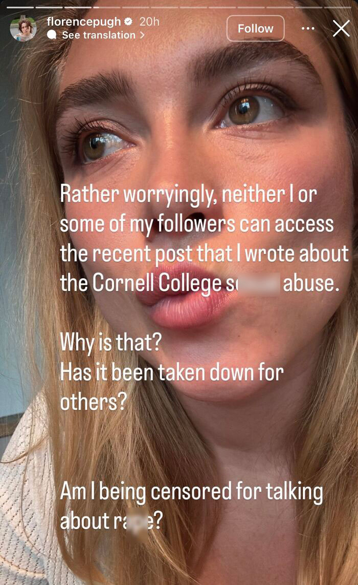 “Pathetic Behaviour”: Florence Pugh Slams Instagram For ‘Blocking’ Her Post On Cornell’s Chilling Fraternity Case