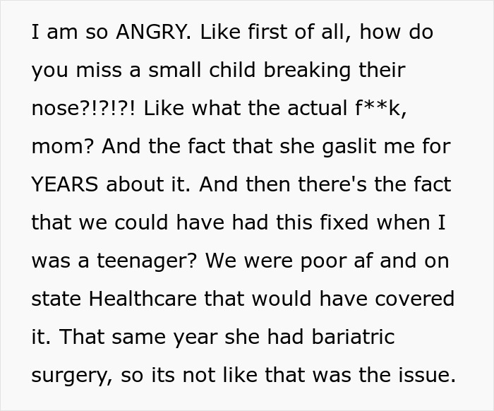 Daughter Can’t Breathe, Smell, Or Forgive After Mom Hid Her Childhood Injury For Years Daughter Can’t Breathe, Smell, Or Forgive After Mom Hid Her Childhood Injury For Years