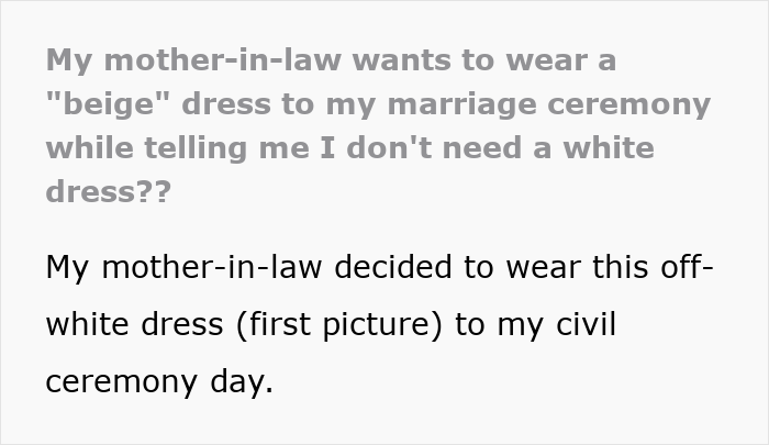 Bride Is Told She “Doesn’t Need” A White Dress, Then Sees What Her MIL Plans To Wear To The Ceremony