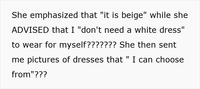 Bride Is Told She “Doesn’t Need” A White Dress, Then Sees What Her MIL Plans To Wear To The Ceremony
