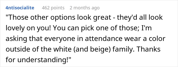 Bride Is Told She “Doesn’t Need” A White Dress, Then Sees What Her MIL Plans To Wear To The Ceremony