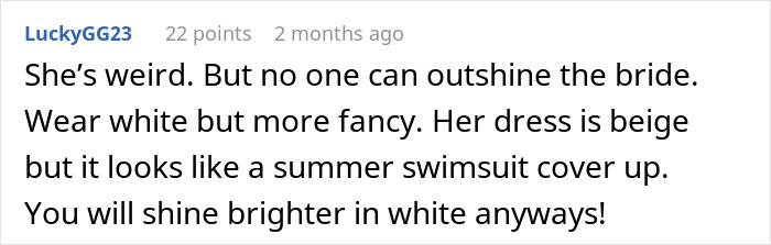 Bride Is Told She “Doesn’t Need” A White Dress, Then Sees What Her MIL Plans To Wear To The Ceremony
