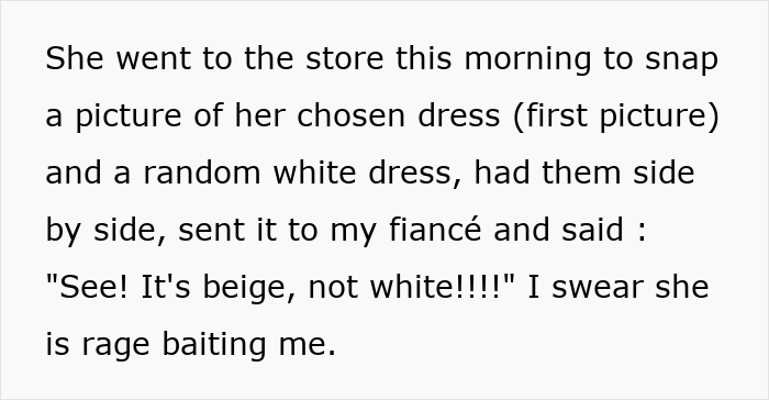 Bride Is Told She “Doesn’t Need” A White Dress, Then Sees What Her MIL Plans To Wear To The Ceremony