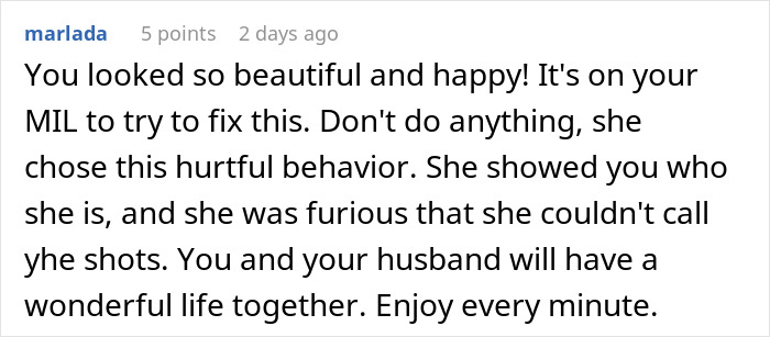 Bride Is Told She “Doesn’t Need” A White Dress, Then Sees What Her MIL Plans To Wear To The Ceremony