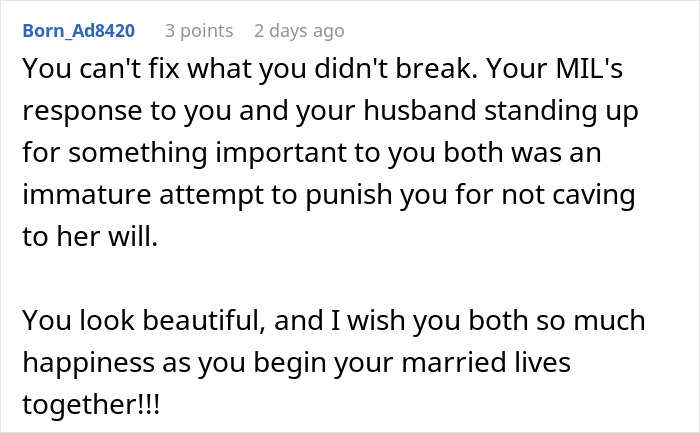 Bride Is Told She “Doesn’t Need” A White Dress, Then Sees What Her MIL Plans To Wear To The Ceremony