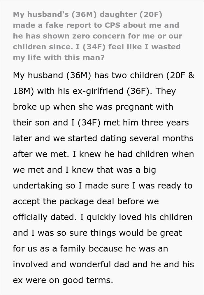 20YO Concocts Lies To Call CPS On Stepmom, She’s More Horrified By Her Husband’s Reaction 20YO Concocts Lies To Call CPS On Stepmom, She’s More Horrified By Her Husband’s Reaction