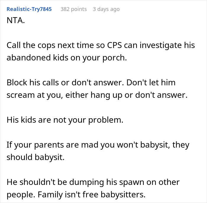Dad Dumps His Kids On Bro’s Porch Without Warning, Learns “Family” Isn’t A Free Babysitting Service Dad Dumps His Kids On Bro’s Porch Without Warning, Learns “Family” Isn’t A Free Babysitting Service