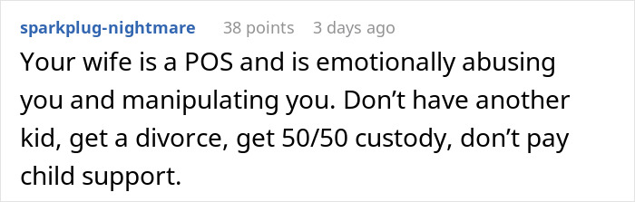 Wife Threatens To Drop Husband From Insurance Over His Vasectomy, He Considers Divorce Because Of It Wife Threatens To Drop Husband From Insurance Over His Vasectomy, He Considers Divorce Because Of It