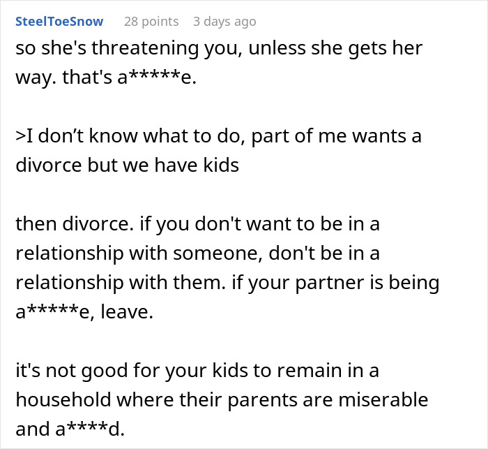 Wife Threatens To Drop Husband From Insurance Over His Vasectomy, He Considers Divorce Because Of It Wife Threatens To Drop Husband From Insurance Over His Vasectomy, He Considers Divorce Because Of It