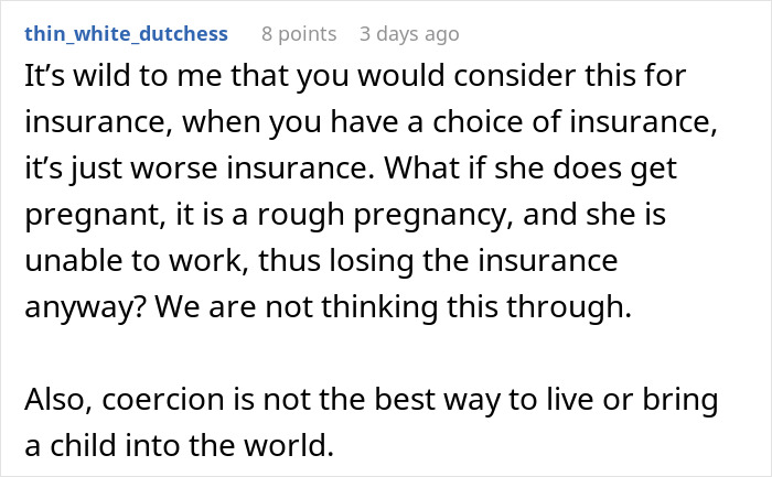 Wife Threatens To Drop Husband From Insurance Over His Vasectomy, He Considers Divorce Because Of It Wife Threatens To Drop Husband From Insurance Over His Vasectomy, He Considers Divorce Because Of It