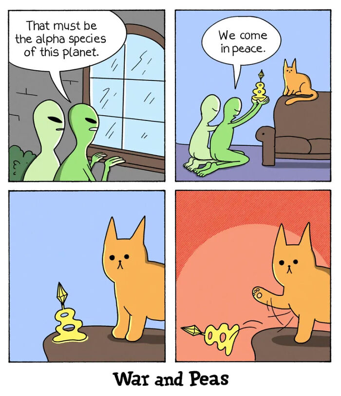 49 ‘War And Peas’ Dark Comics That Perfectly Capture Cats’ Love Of Mischief 49 ‘War And Peas’ Dark Comics That Perfectly Capture Cats’ Love Of Mischief