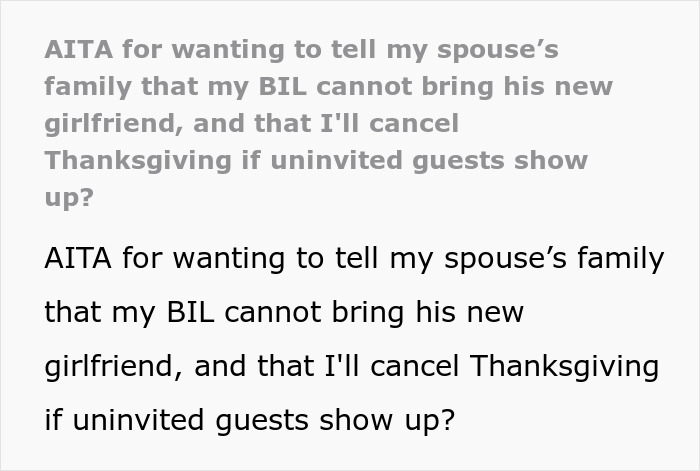BIL Brings A Different GF To Fam Thanksgiving Every Year, Hosts Tired Of Meeting Strangers Over Turkey BIL Brings A Different GF To Fam Thanksgiving Every Year, Hosts Tired Of Meeting Strangers Over Turkey