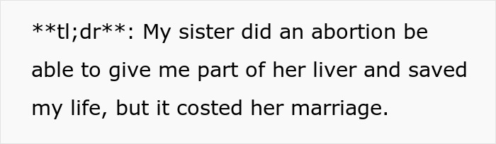 Sister Gives Brother Part Of Her Liver, Years Later He Learns It Cost Her A Baby And A Husband