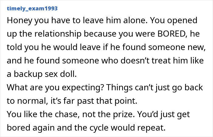 Woman Asks BF For Open Relationship Because She’s “Bored,” Regrets It When He Falls For Someone Else Woman Asks BF For Open Relationship Because She’s “Bored,” Regrets It When He Falls For Someone Else