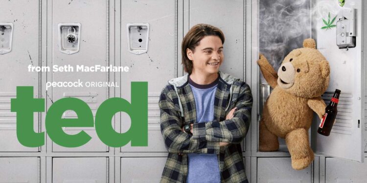 promotional poster for the comedy streaming series ted from creator Seth MacFarlane