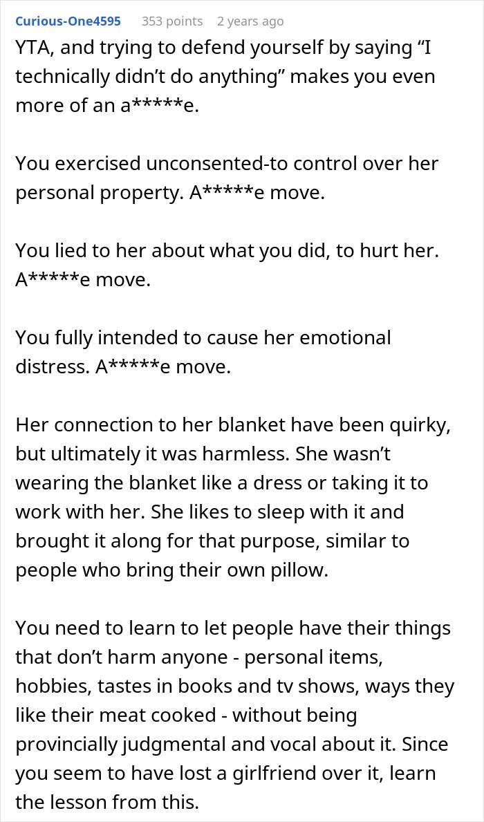 Man Comes To The Internet To Complain About GF&rsquo;s Attachment To Her Blanket, She Gives A Savage Response